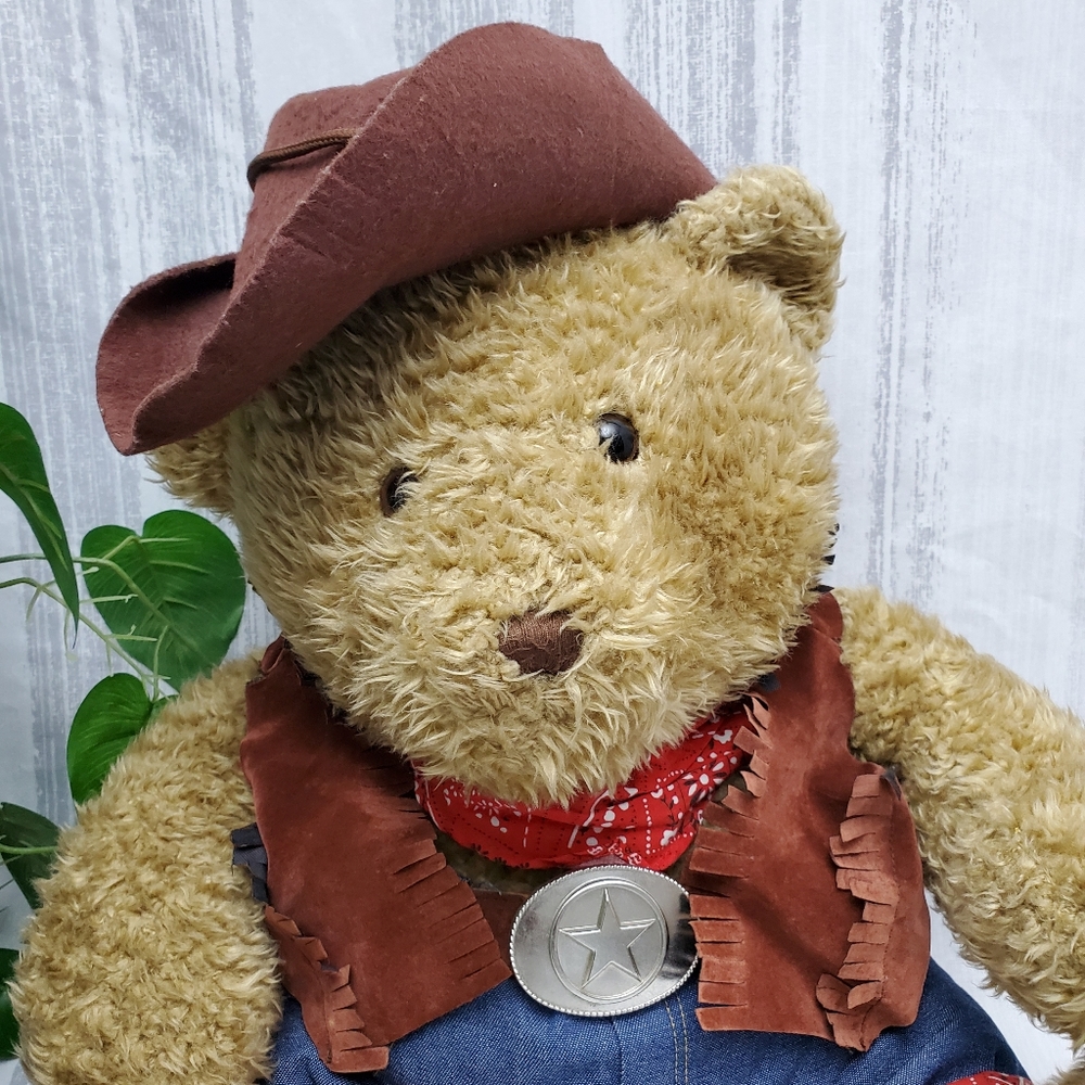 Vtg XL Western Cowboy Teddy Bear Plush 2000 - Picture 2 of 12